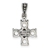 Sterling Silver Antiqued w/14k 5-stone w/Diamond Mothers Pendant Semi-Mount - QM-FDAB9542-2754