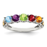 Sterling Silver Antiqued w/14k 5-stone w/Diamond Mother's Ring Semi-Mount - QM-3DC36C13-8249