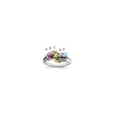 Sterling Silver Antiqued w/14k 5-stone w/Diamond Mother's Ring Semi-Mount - QM-643508BB-4253