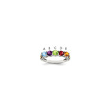 Sterling Silver Antiqued w/14k 5-stone w/Diamond Mother's Ring Semi-Mount - QM-8834EA55-1556