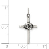 Sterling Silver Antiqued Wedding Cross Charm