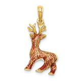 14K 3-D Enamel Red Nosed Reindeer Charm