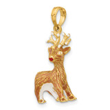 14K 3-D Enamel Red Nosed Reindeer Charm