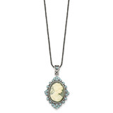 Sterling Silver Antiqued with Crystal Resin Cameo 16 inch Necklace
