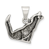 Sterling Silver Antiqued Wolf Charm