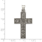 Sterling Silver Antiqued, Polished and Brushed Latin Cross Pendant - QC-FA322110-1916