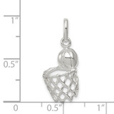 Sterling Silver Basketball In Hoop Charm - QC-10555501-2967