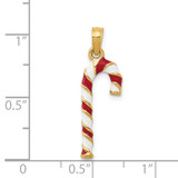 14k 3D Enameled Candy Cane Charm
