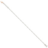 Sterling Silver Beaded Rose Tone Flamingo 9in Plus 1 inch Ext Anklet