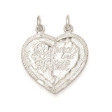 Sterling Silver Best Friend 2-piece break apart Heart Charm - QC-D14441C7-9380