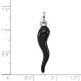 Sterling Silver Black Enamel Italian Horn Pendant - QC-F2F895B3-4460