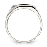 Sterling Silver Black Enameled and CZ Mens Ring - QR-B6AF6A88-4524