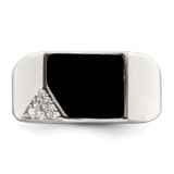 Sterling Silver Black Enameled and CZ Mens Ring - QR-EFB9B634-1255
