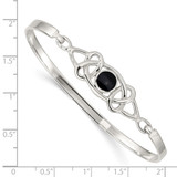 Sterling Silver Black Onyx Celtic Pattern Flexible Bangle Bracelet
