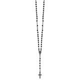 Sterling Silver Black Rhodium-plated Crystal 18.5 inch with 0.5 inch extender Rosary Necklace