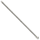 Sterling Silver Black Ruthenium-plated Brushed and Textured Fancy Box Chain Mens  8.5 inch Bracelet