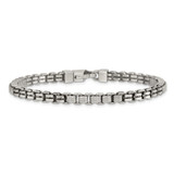 Sterling Silver Black Ruthenium-plated Brushed and Textured Fancy Box Chain Mens  8.5 inch Bracelet