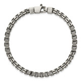 Sterling Silver Black Ruthenium-plated Brushed and Textured Fancy Box Chain Mens  8.5 inch Bracelet