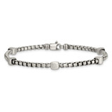 Sterling Silver Black Ruthenium-plated Brushed Box Chain and Beads Mens 8.5 inch Bracelet
