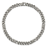 Sterling Silver Black Ruthenium-plated Brushed Fancy Curb Chain Mens 8.5 inch Bracelet