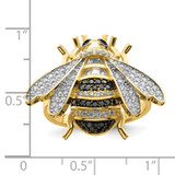 Sterling Silver Blk/White RH-plated Gold Tone CZ Bumblebee Ring - QR-FE2A599E-4399