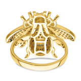 Sterling Silver Blk/White RH-plated Gold Tone CZ Bumblebee Ring - QR-FE2A599E-4399