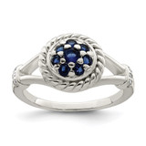 Sterling Silver Blue & White CZ Ring - QR-9CAB1710-1017