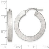 Sterling Silver Brushed Textured 4.25mm x 28mm Square Tube Hoop Earrings