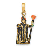 14K 3-D Enameled Witch w/Broom Charm