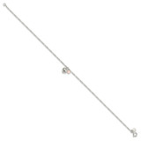 Sterling Silver Cherry Quartz Dangling Hearts on Figaro Link Anklet - QG-38B15FDE-4986