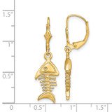 14K 3-D Fishbone Leverback Earrings