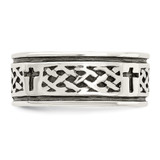 Sterling Silver Cross & Weave Design Ring - QR-708874CF-8775