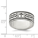 Sterling Silver Cross & Weave Design Ring - QR-C59385C1-8760