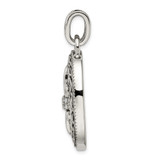 Sterling Silver CZ Antiqued Filigree Fleur de Lis Pendant