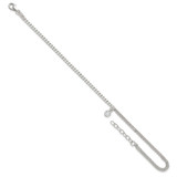 Sterling Silver CZ Fancy Chain 9in Plus 1in Ext. Anklet