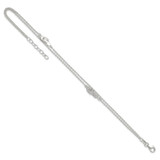 Sterling Silver CZ Flip Flop 9in Plus 1in Ext. Anklet