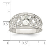 Sterling Silver CZ Flower Ring - QR-E985EA6B-3414