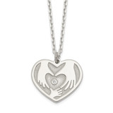 Sterling Silver CZ Hands in Heart Necklace