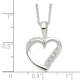Sterling Silver CZ Heart Necklace