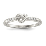 Sterling Silver CZ Heart Ring - QR-F5C429FB-3659