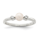 Sterling Silver CZ Imitation Pearl Ring - QR-22327FA9-3799
