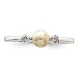Sterling Silver CZ Imitation Pearl Ring - QR-22327FA9-3799