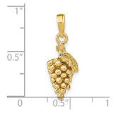 14K 3-D Grapes W/ Stem and Leaf Charm