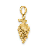 14K 3-D Grapes W/ Stem and Leaf Charm