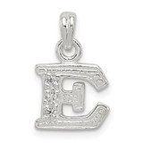 Sterling Silver CZ Letter E Initial Pendant - QC-FD214C14-7349