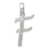 Sterling Silver CZ Letter F Initial Pendant - QC-F2DD75E7-9010