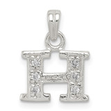 Sterling Silver CZ Letter H Initial Pendant - QC-291EC6BE-6565
