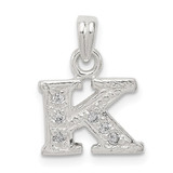 Sterling Silver CZ Letter K Initial Pendant - QC-F08E9533-8230