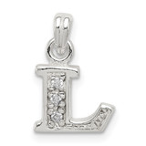 Sterling Silver CZ Letter L Initial Pendant - QC-456F6738-8331