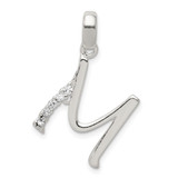 Sterling Silver CZ Letter M Initial Pendant - QC-AD9ED905-8634